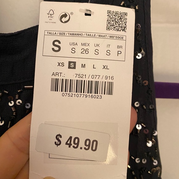 Zara sequin layer ruffle dress NWT - Picture 6 of 6